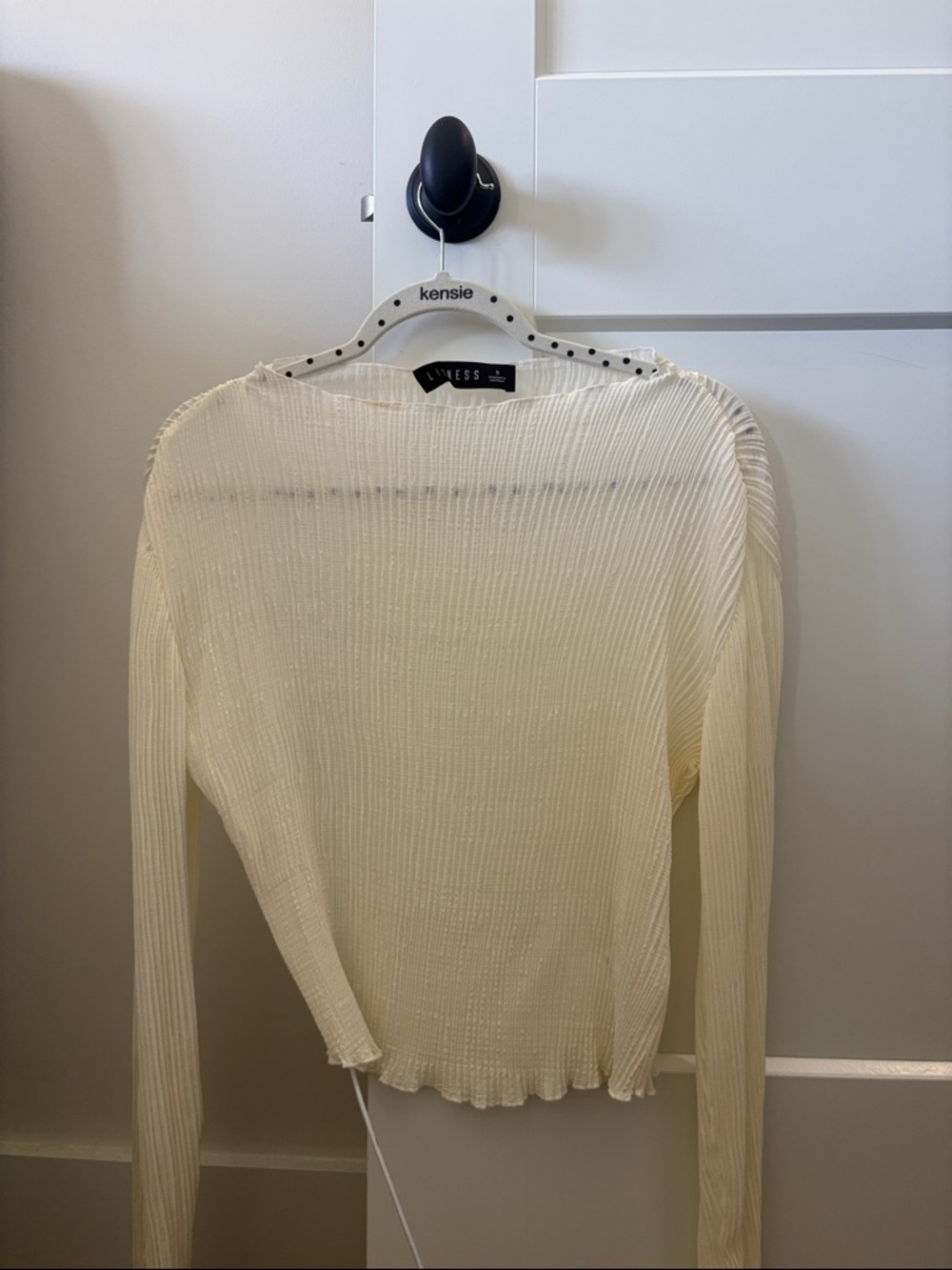 Lioness Cream Ribbed Long Sleeve Top